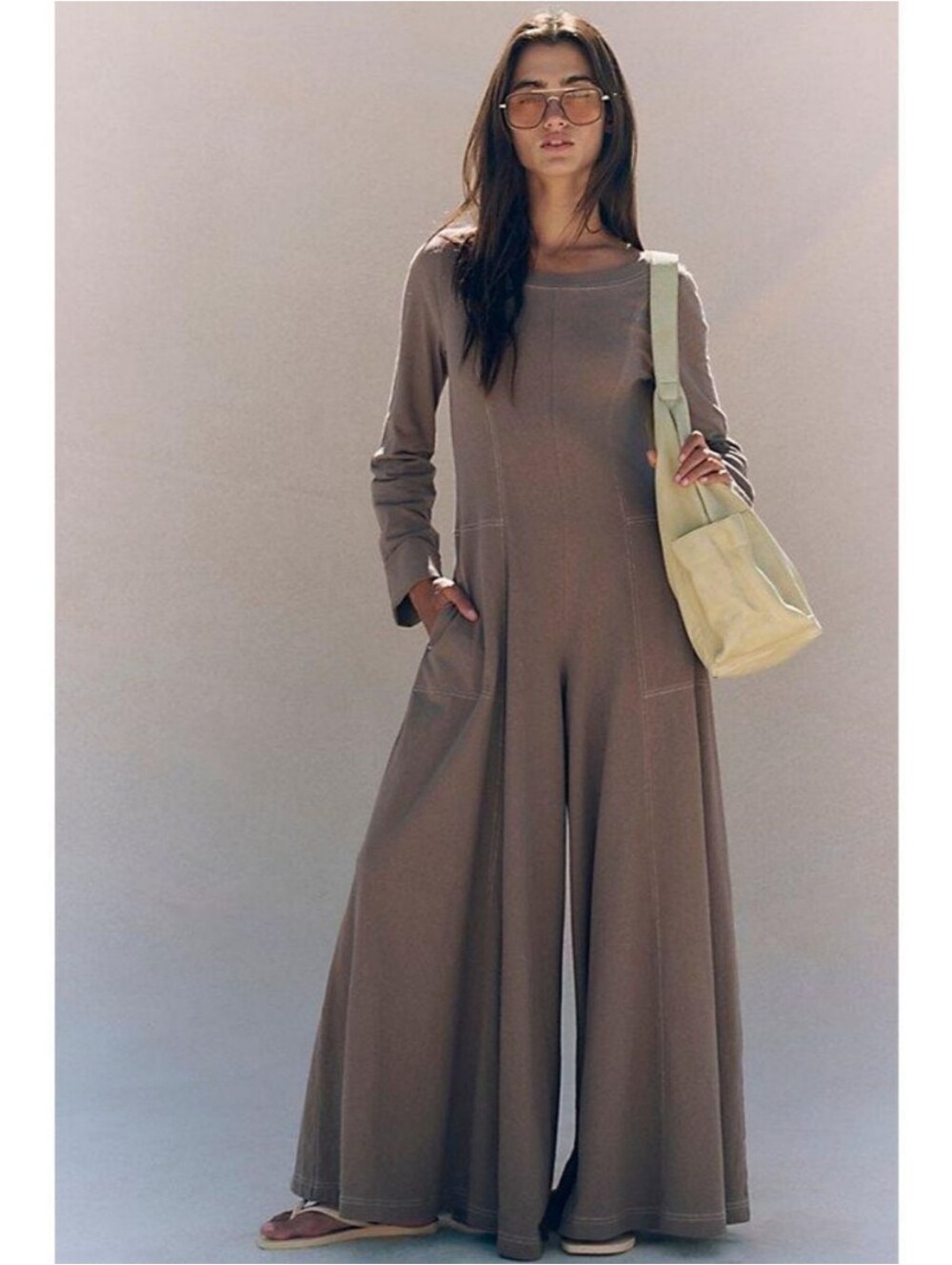 Free People Free-Est Strada Wide Leg Jumpsuit Dried Walnut Nwot